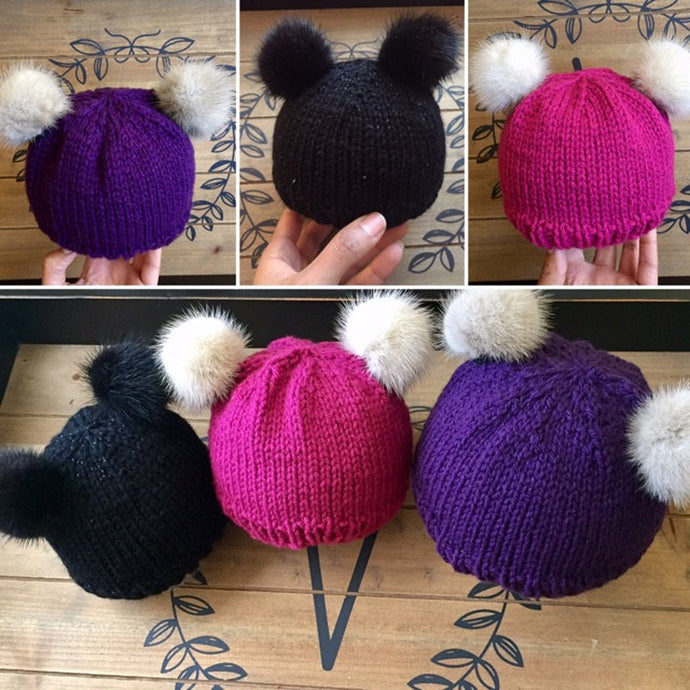 Customer Spotlight: Mink fur pom poms + knit baby hats = A.d.o.r.a.b.l.e.