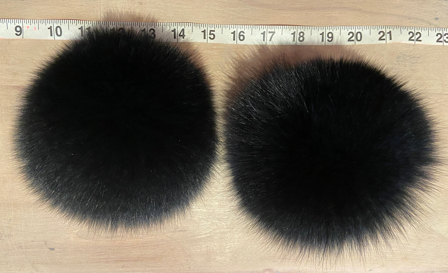 Jumbo Black Fox Fur Pom, 6 Inch