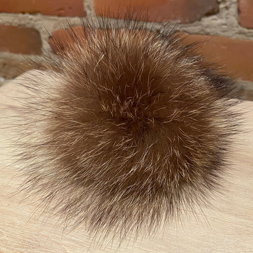 Golden Brown Raccoon Recycled Fur Hat Pom Pom