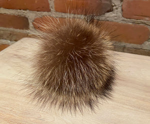 Golden Brown Raccoon Fur Pom, 5-Inch