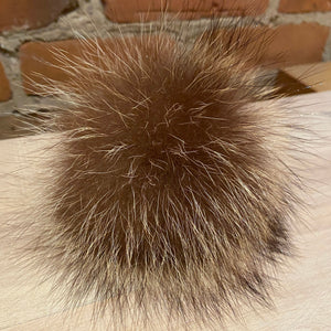 Handmade Recycled Raccoon Fur Hat Pom in Golden Light Brown