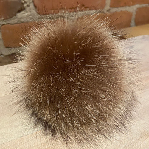 Large Light Golden Brown Upcycled Vintage Fur Hat Pom Handmade