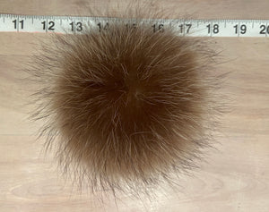 Golden Brown Raccoon Fur Pom, 5.5-Inch