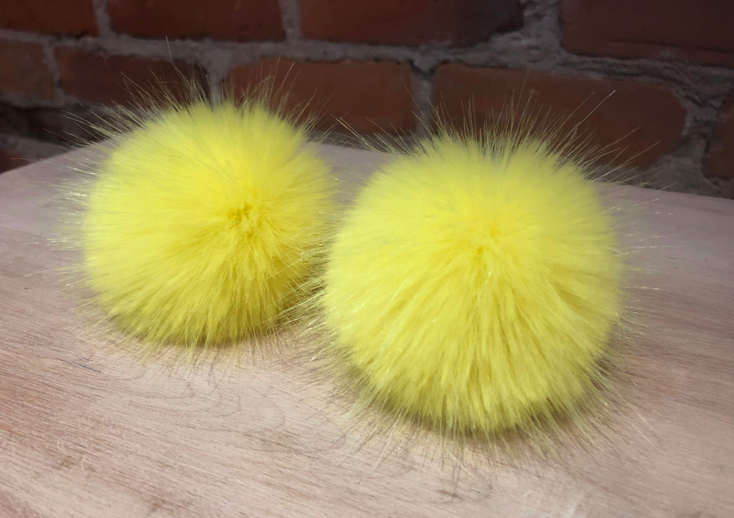 Lemon Yellow Mink Faux Fur Pom, 2.5 Inch