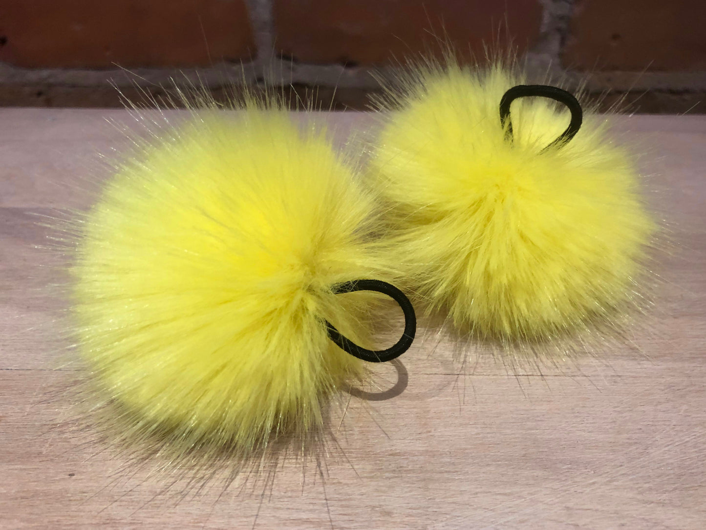 Lemon Yellow Mink Faux Fur Pom, 2.5 Inch