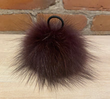 Load image into Gallery viewer, Small Maroon Purple Fox Fur Pom, 3.5 Inch
