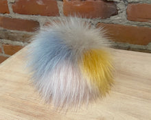Load image into Gallery viewer, Blue Taupe Pink Yellow Faux Fur Pom, 6-Inch
