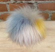 Load image into Gallery viewer, Blue Taupe Pink Yellow Faux Fur Pom, 6-Inch
