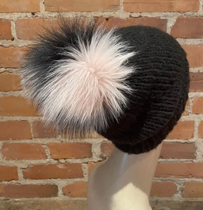 Black Pink and White Jumbo Hat Pom, 6-Inch