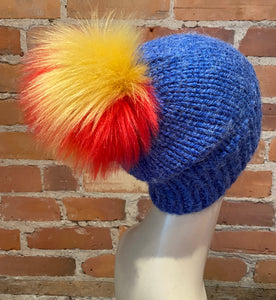Jumbo Red Yellow Multi-Color Hat Pom, 6-Inch