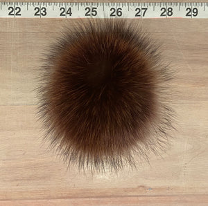 Rust Brown Raccoon Fur Pom Pom, 4-Inch
