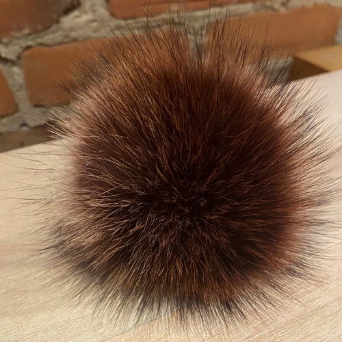 Rust Brown Recycled Vintage Raccoon Fur Hat Pom
