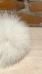Natural Blue Fox Fur Pom Pom, 3-Inch
