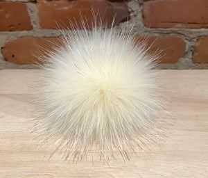 Ivory Fox Faux Fur Pom Pom, 3.5-Inch