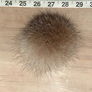 Beige and Cream Fox Fur Pom Pom, 3.5-Inch