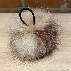 Beige and Cream Fox Fur Pom Pom, 3.5-Inch