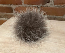 Load image into Gallery viewer, Grey Silver Fox Fur Pom Pom, 4-Inch

