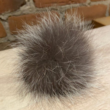 Load image into Gallery viewer, Charcoal Grey Handmade Recycled Fur Pom Pom for Knitting Projects
