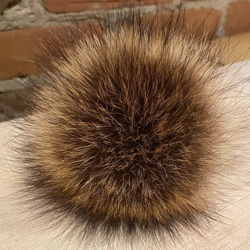 Golden Brown Raccoon Fur Hat Pom