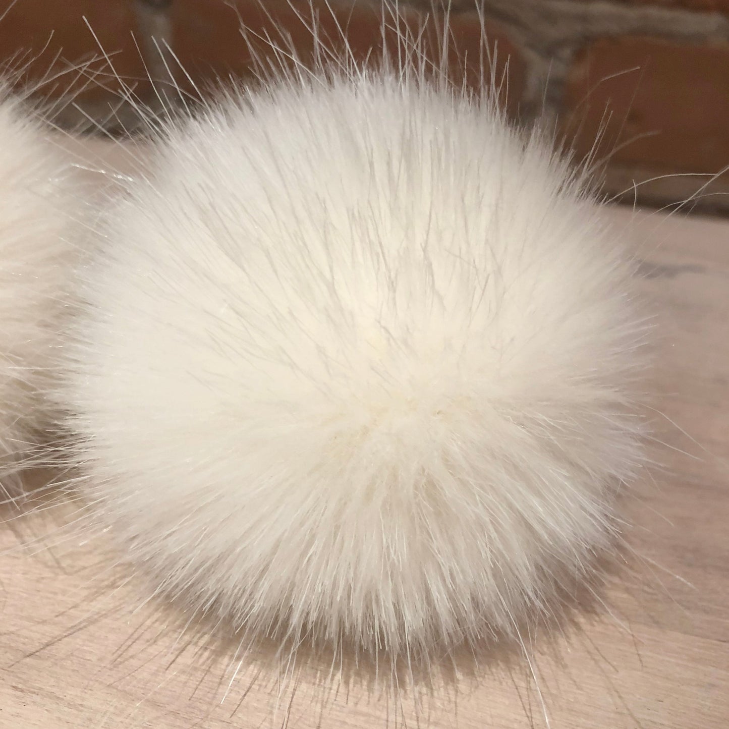 Ivory Faux Fur Mini Mink Hat Pom