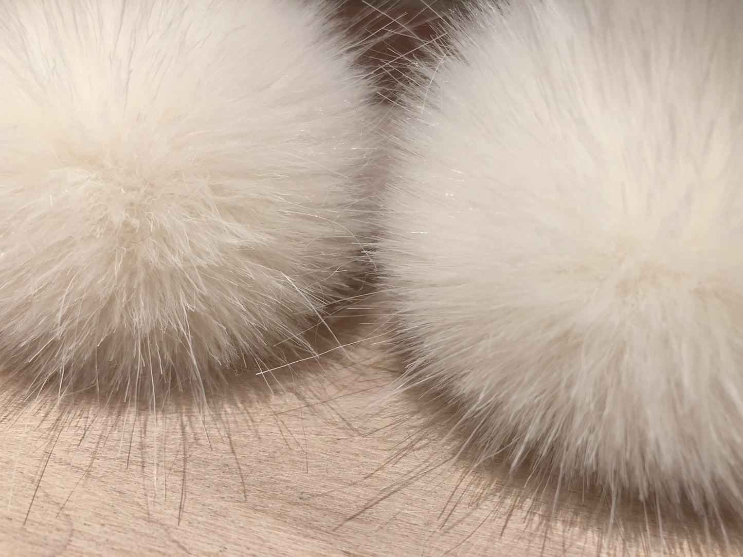 Ivory Mink Faux Fur Pom, 2.5 Inch