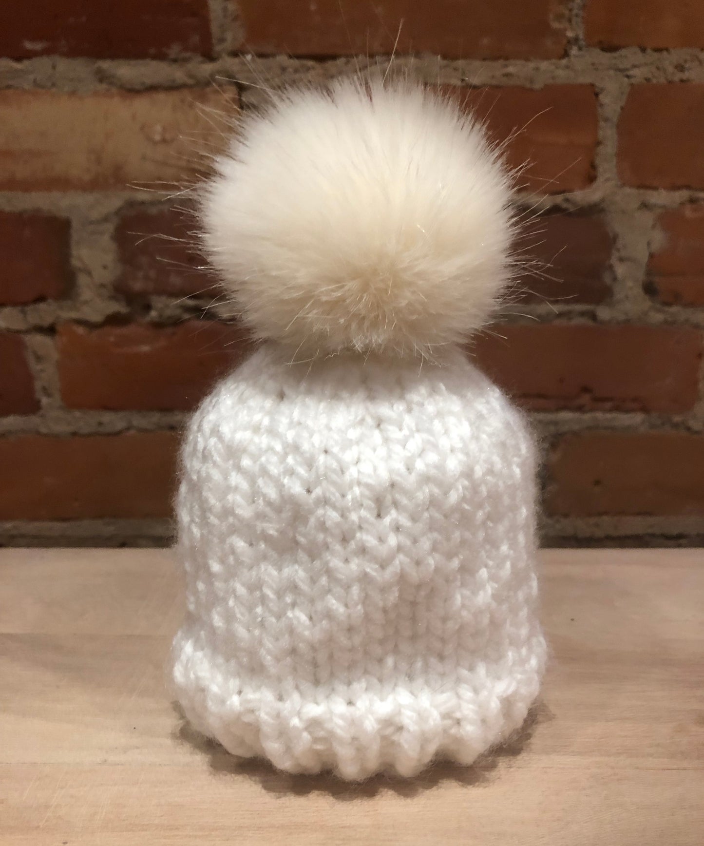 Ivory Mink Faux Fur Pom, 2.5 Inch