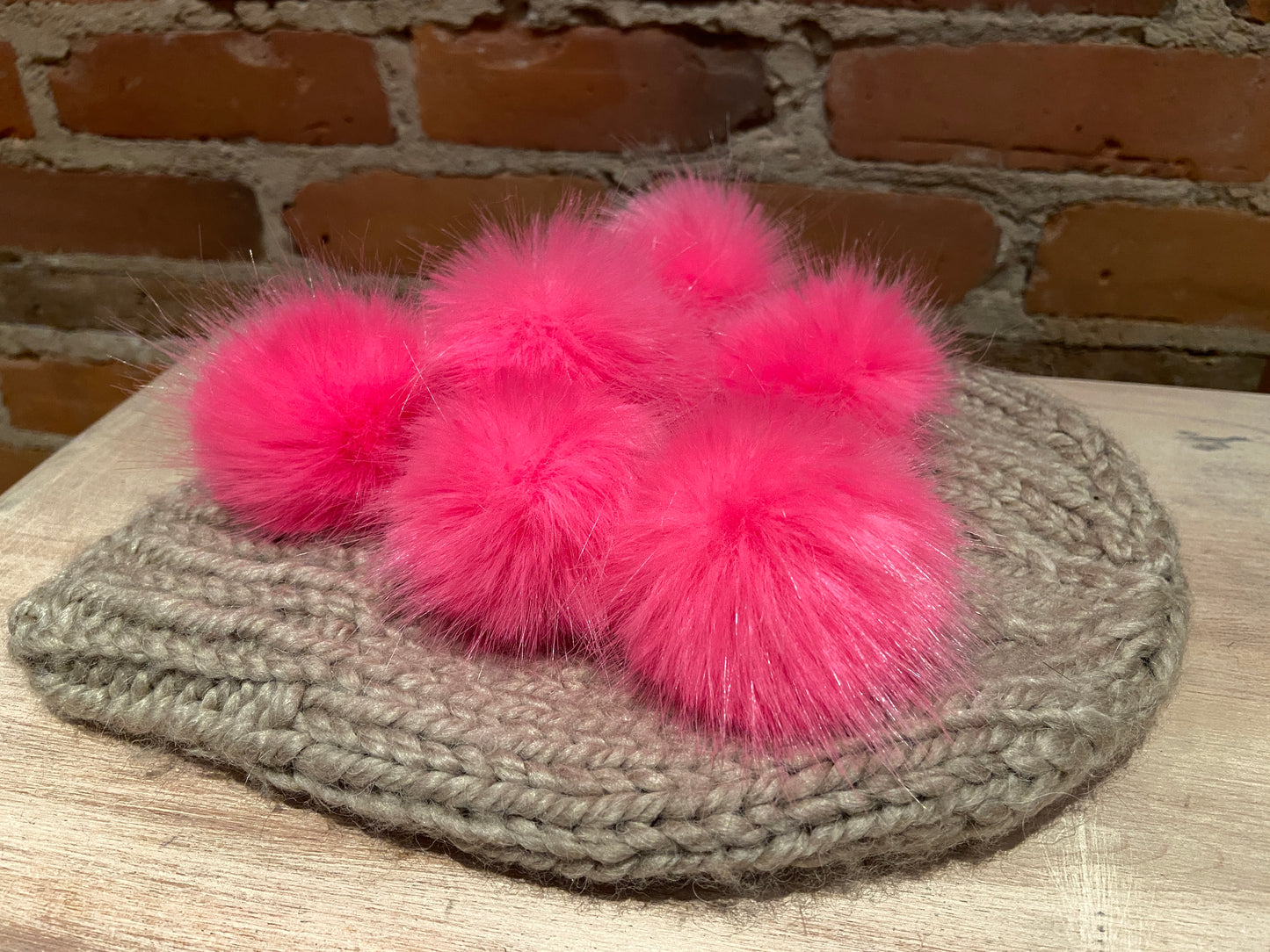 Set of 12 Mini Neon Pink Faux Poms, 2 Inch