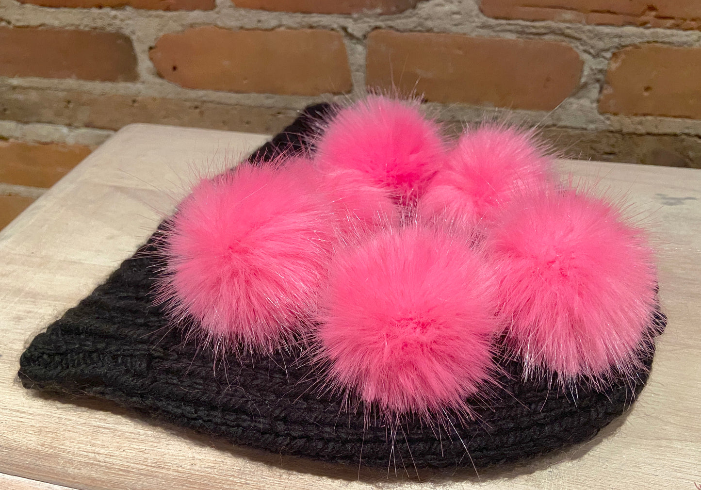 Set of 12 Mini Neon Pink Faux Poms, 2 Inch