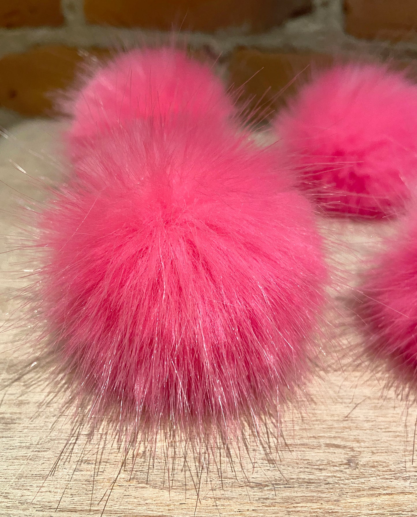 Set of 12 Mini Neon Pink Faux Poms, 2 Inch