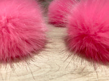 Load image into Gallery viewer, Set of 12 Mini Neon Pink Faux Fur Poms, 2-Inch
