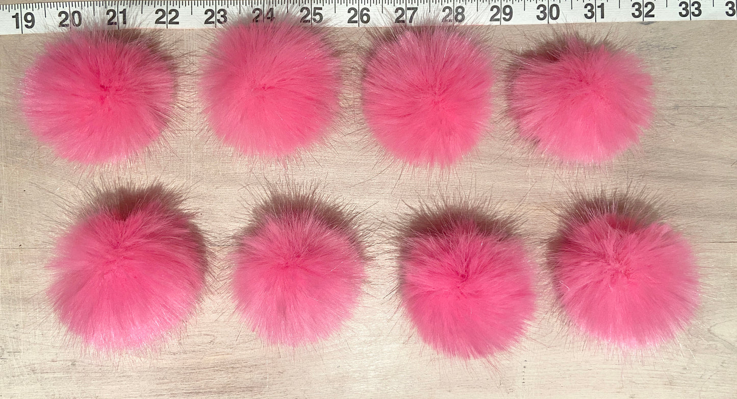 Set of 12 Mini Neon Pink Faux Poms, 2 Inch