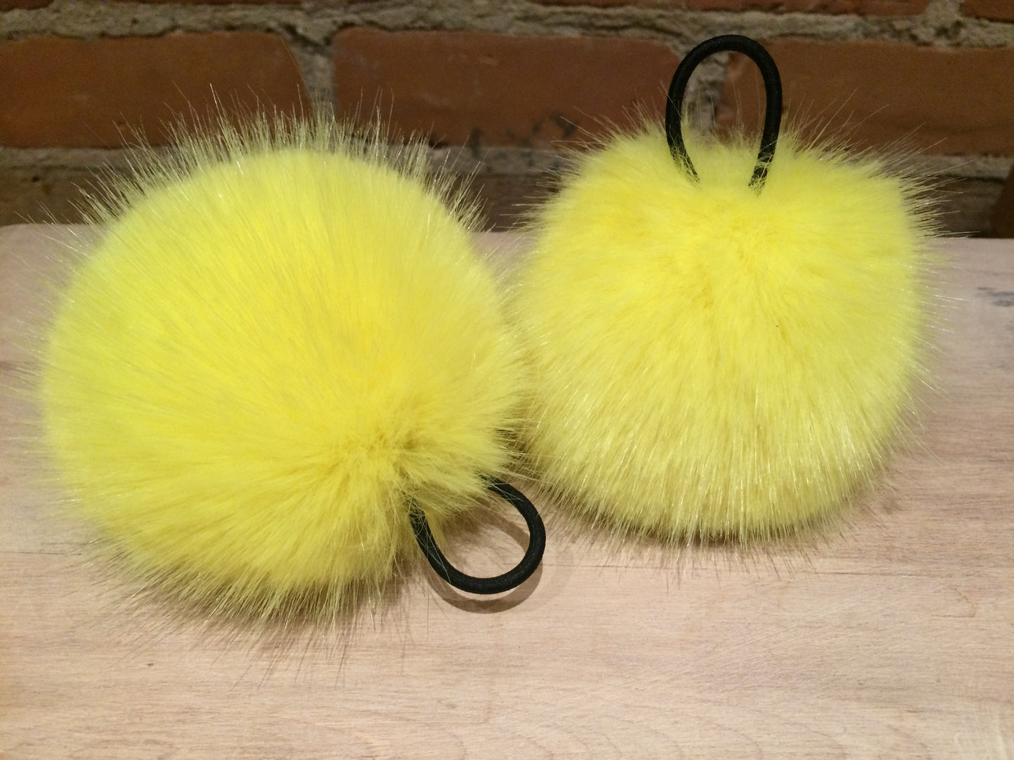 Lemon Yellow Mink Faux Fur Pom, 4 Inch