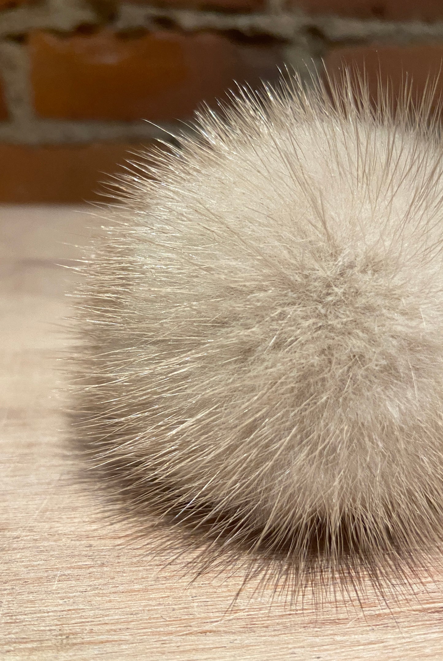 Light Beige Mink Fur Pom, 3 Inch