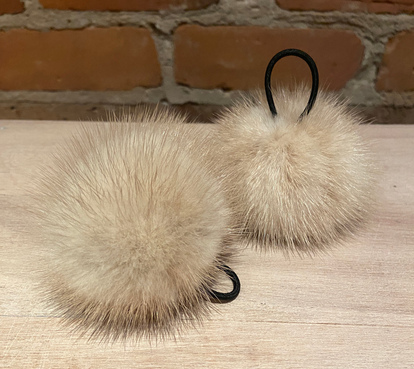 Light Beige Mink Fur Pom, 3 Inch