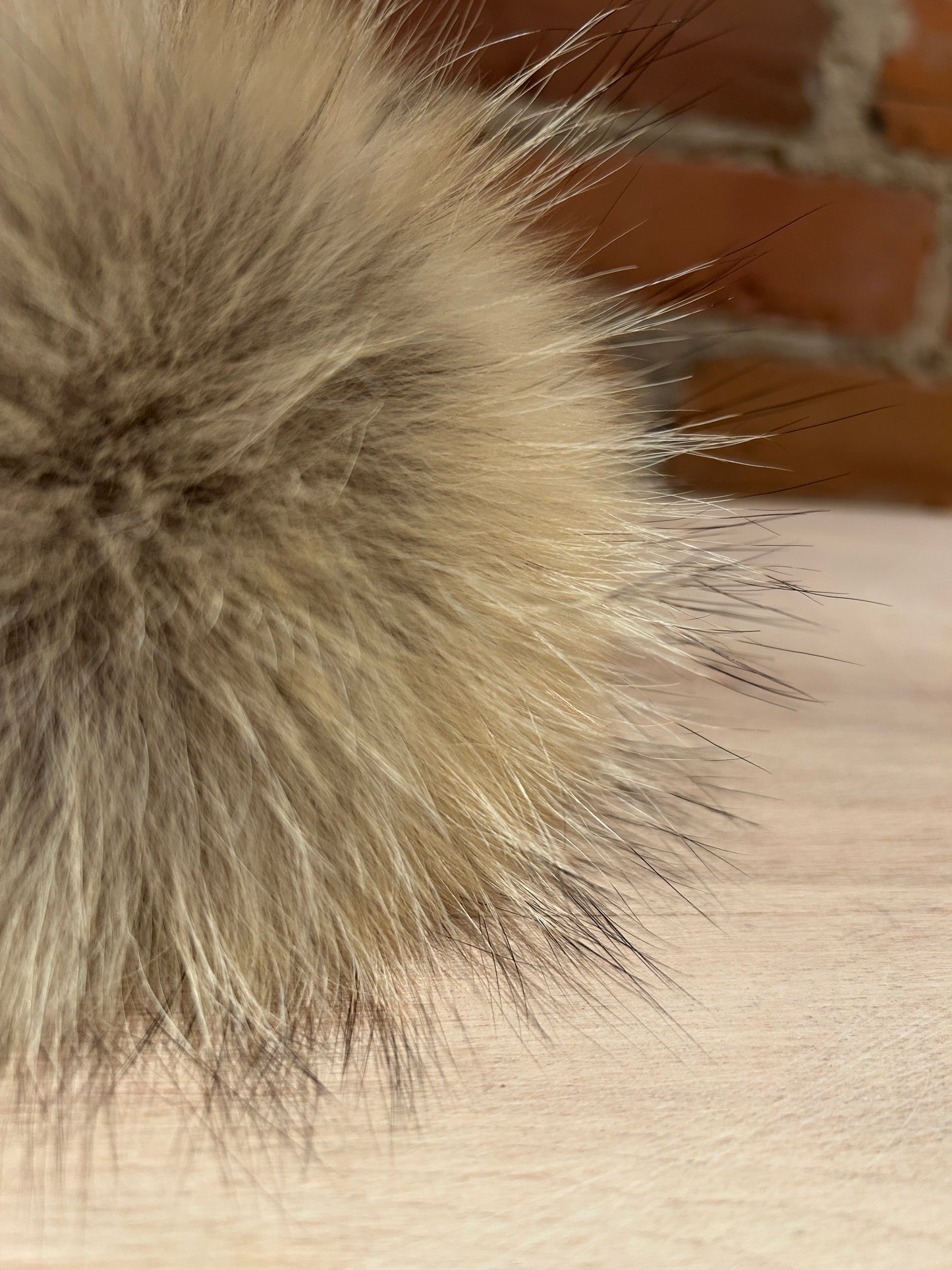 Golden Grey Coyote Fur Pom, 5.5 Inch