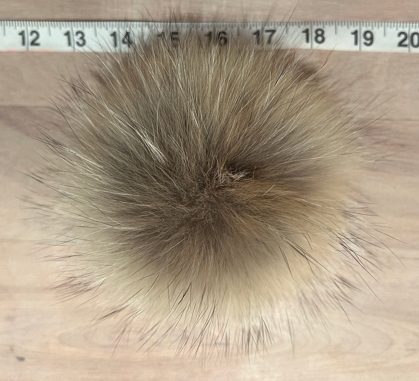 Golden Grey Coyote Fur Pom, 5.5 Inch