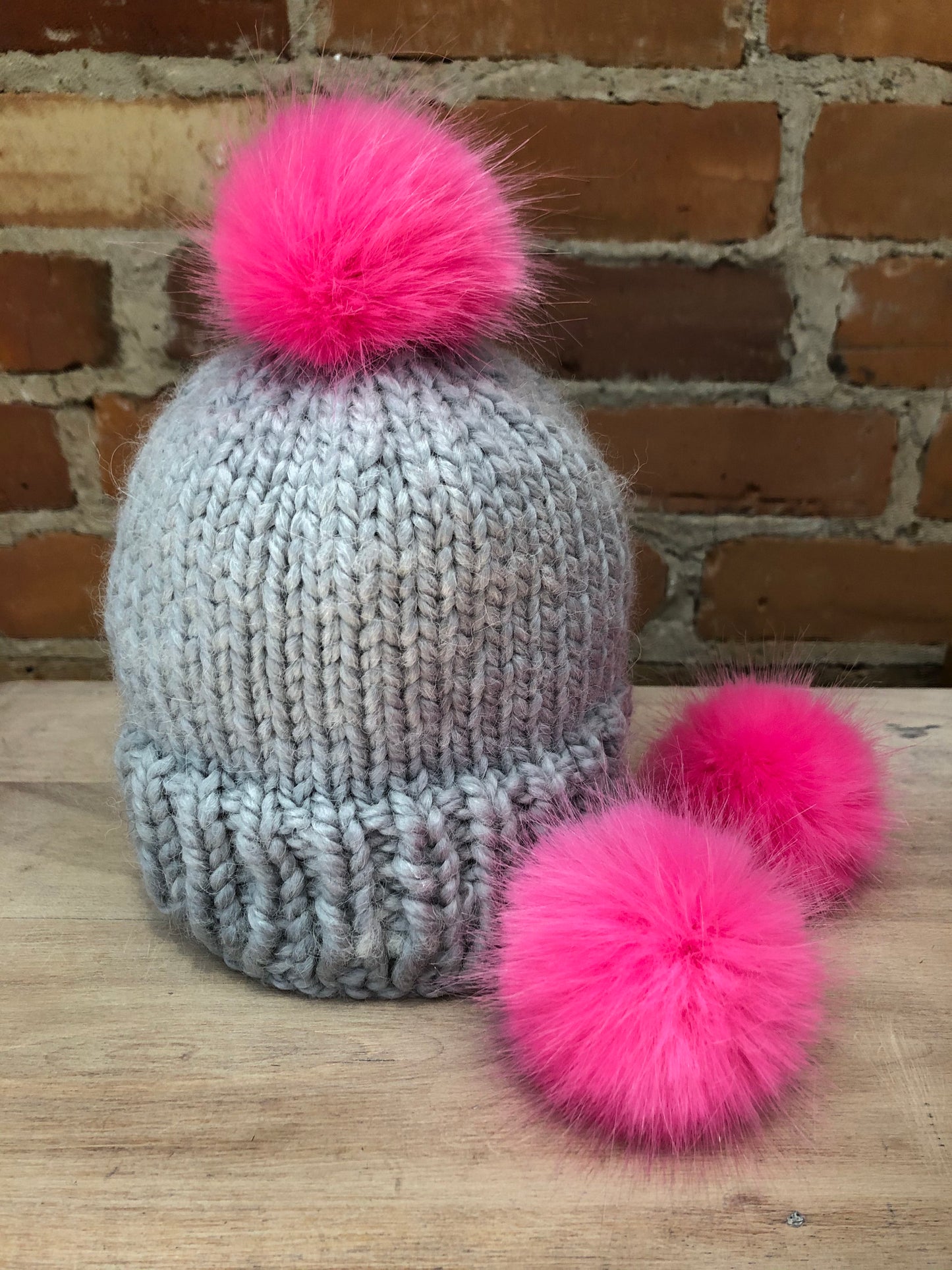 Neon Pink Mink Faux Fur Pom, 2.5 Inch