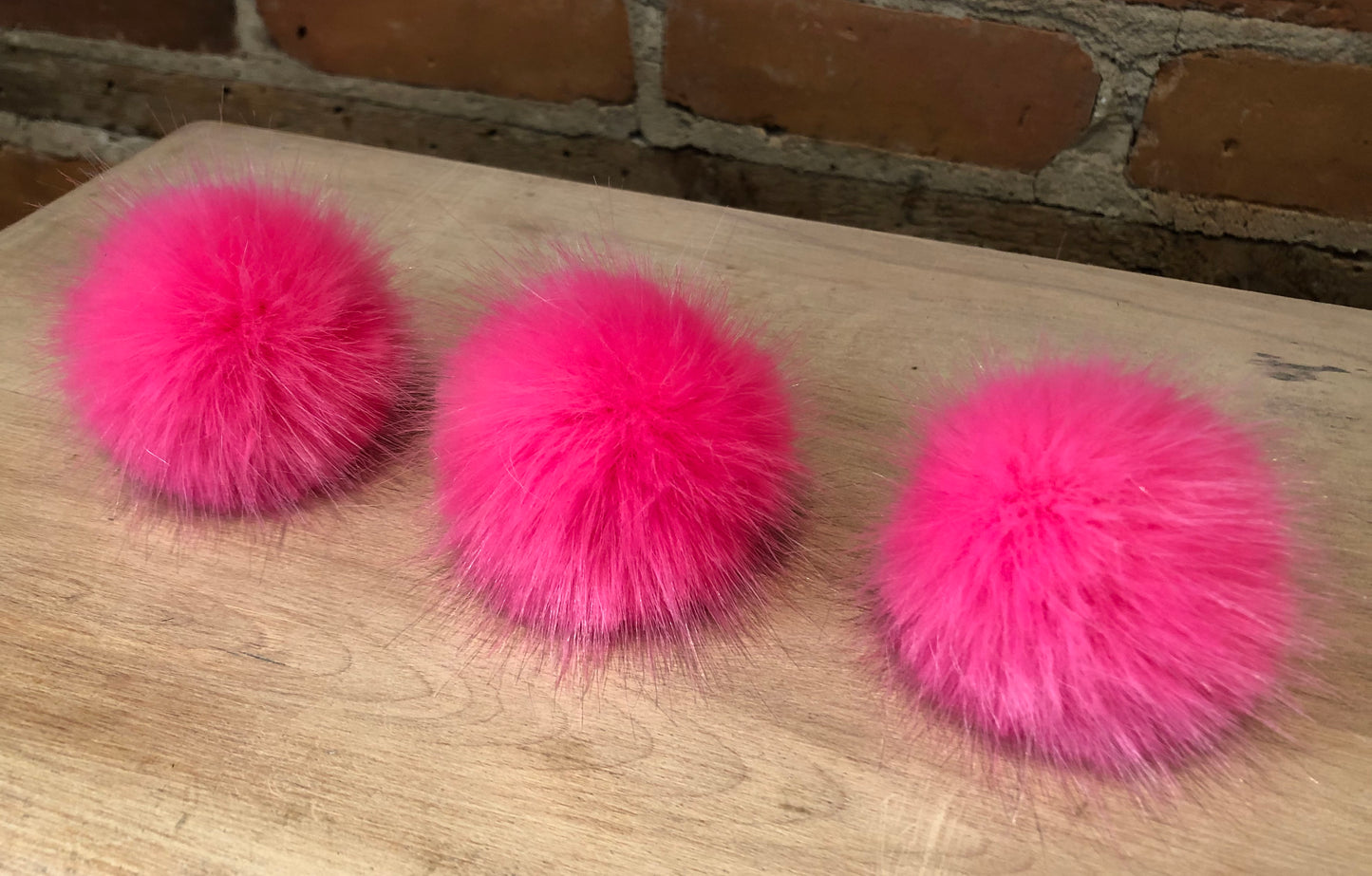 Neon Pink Mink Faux Fur Pom, 2.5 Inch