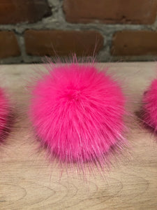Neon Fuchsia Pink Mink Faux Fur Pom, 2.5-Inch