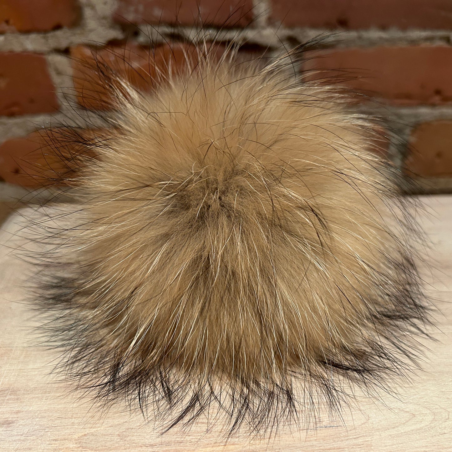 Jumbo Beige Finn Raccoon Fur Pom, 7 Inch