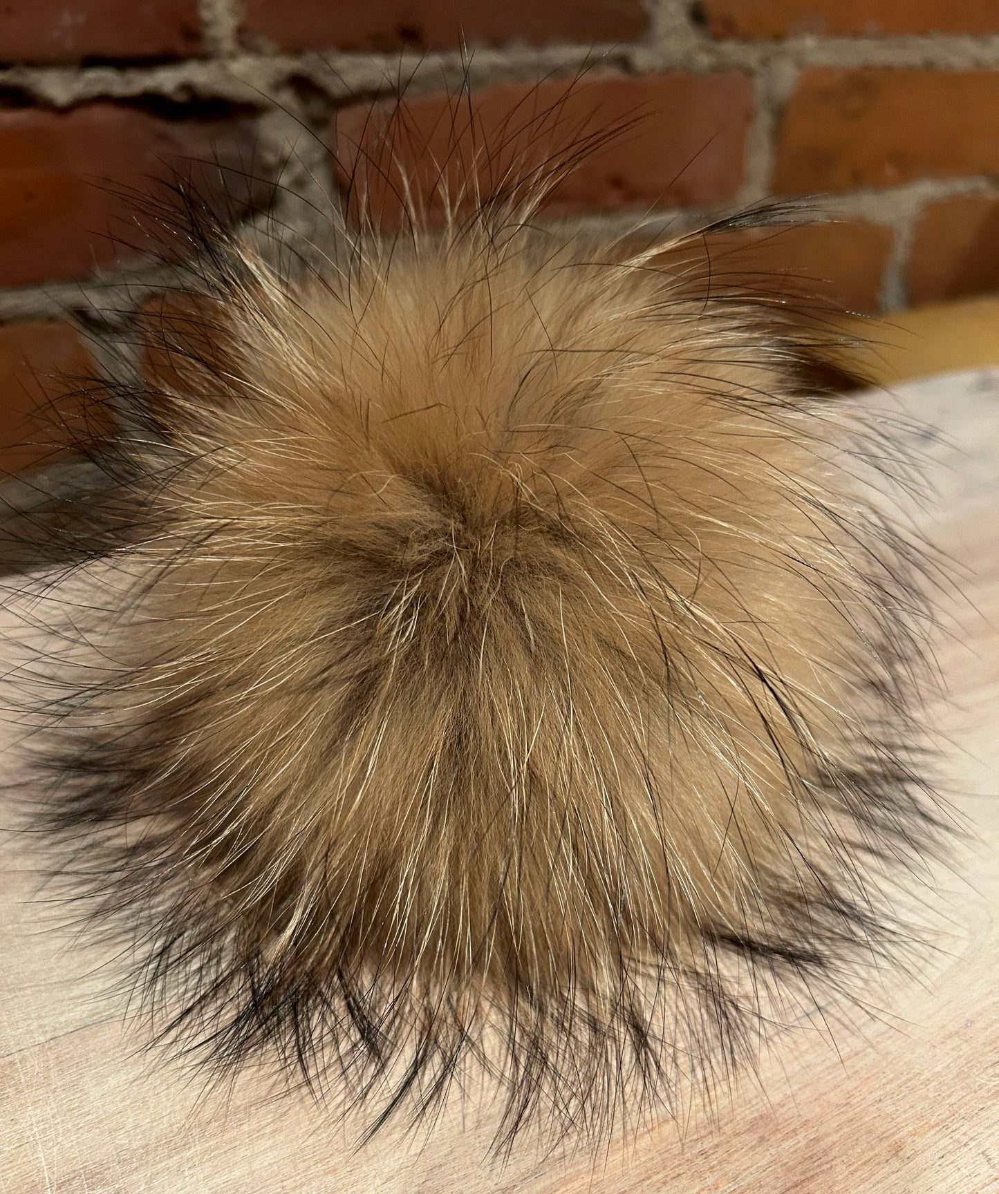 Jumbo Beige Finn Raccoon Fur Pom, 7 Inch