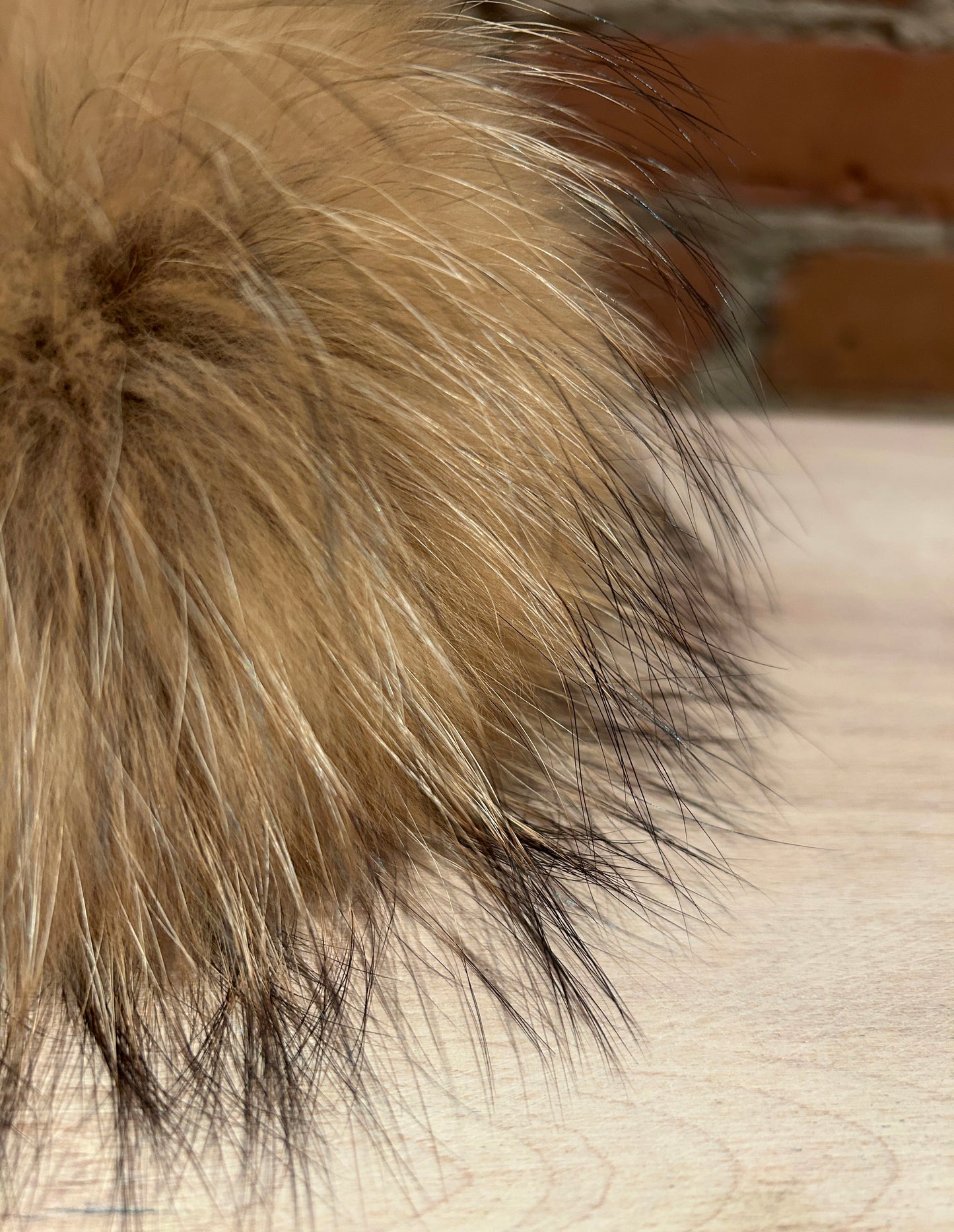 Jumbo Beige Finn Raccoon Fur Pom, 7 Inch