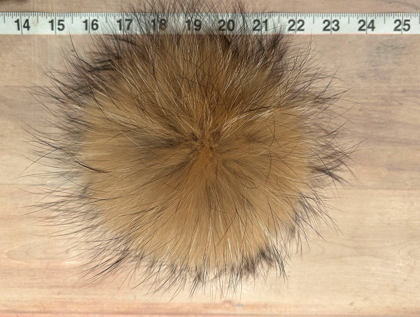 Jumbo Beige Finn Raccoon Fur Pom, 7 Inch