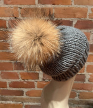 Load image into Gallery viewer, Natural Black Recycled Mink Fur Shoe Poms, handmade

