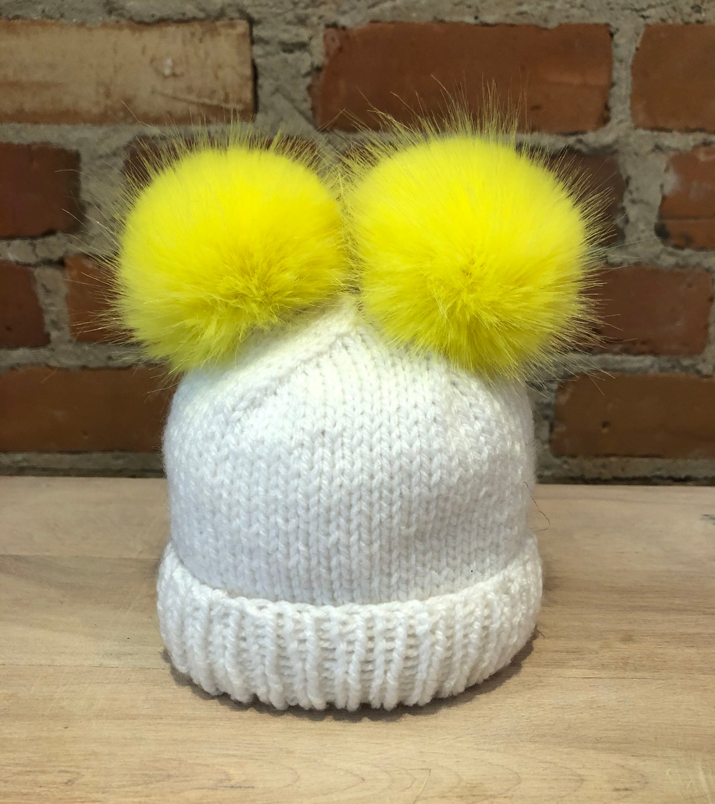 Lemon Yellow Mink Faux Fur Pom, 2.5 Inch