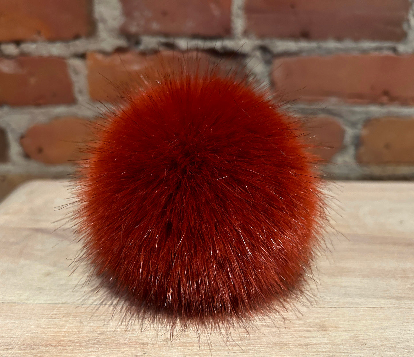 Rust Red Mink Faux Fur Pom, 5 Inch