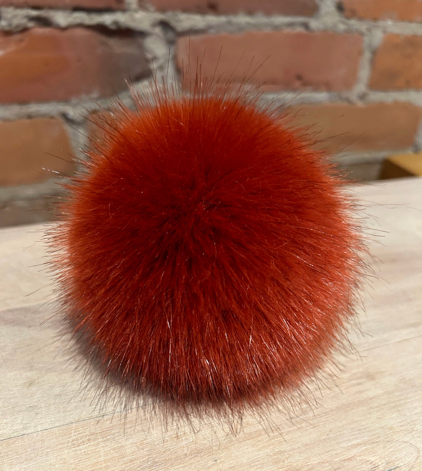 Rust Red Mink Faux Fur Pom, 5 Inch