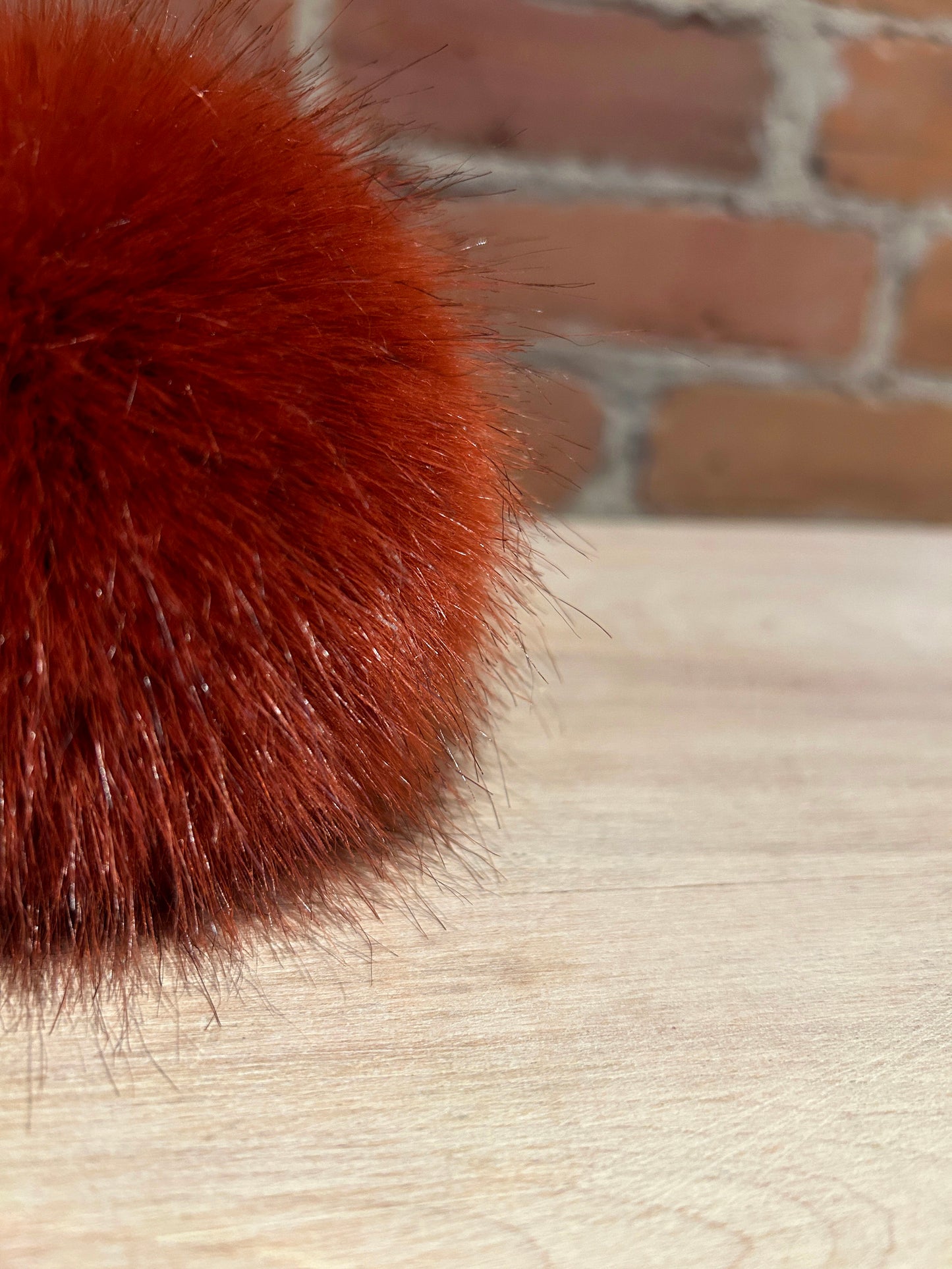 Rust Red Mink Faux Fur Pom, 5 Inch