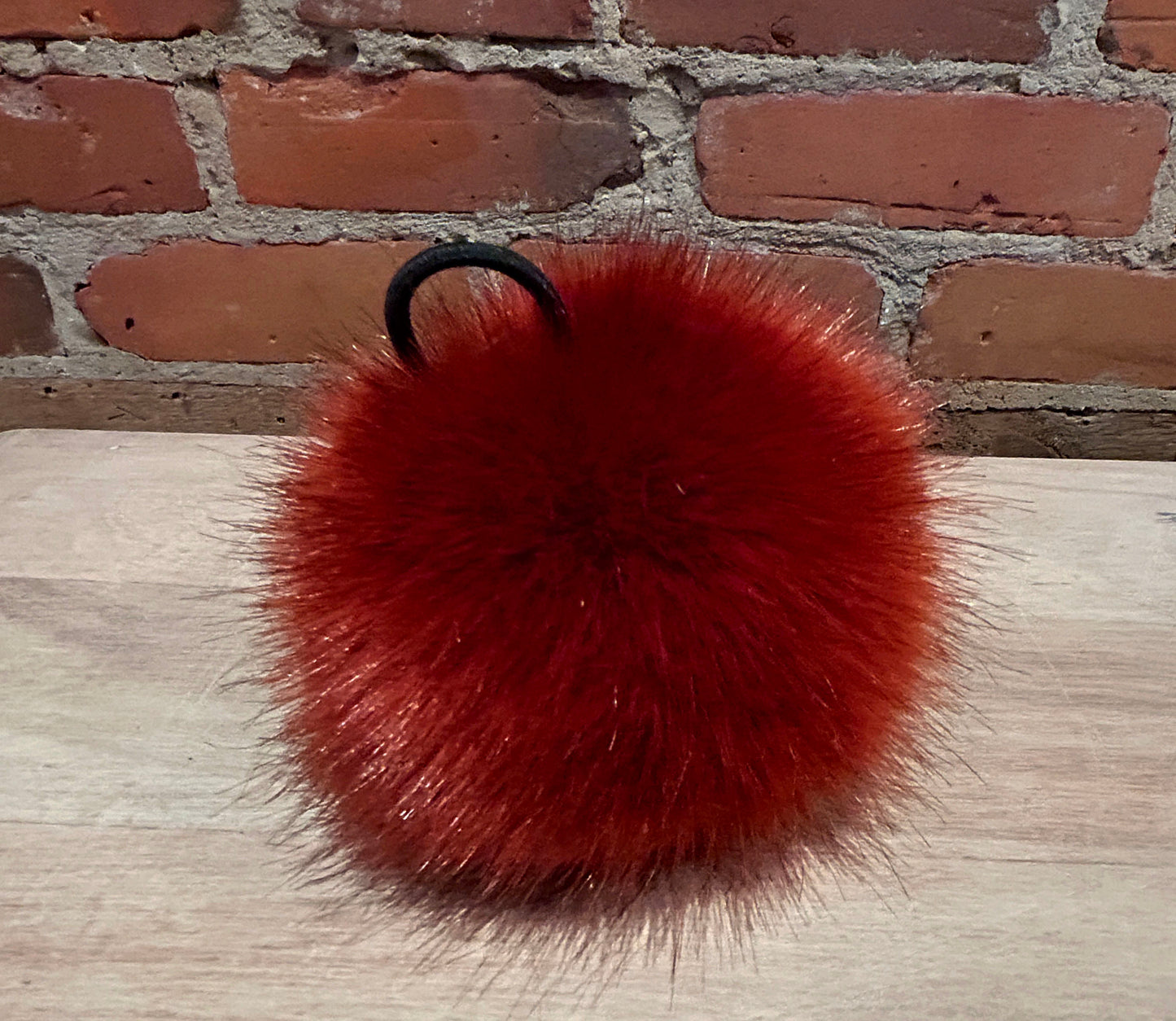 Rust Red Mink Faux Fur Pom, 5 Inch