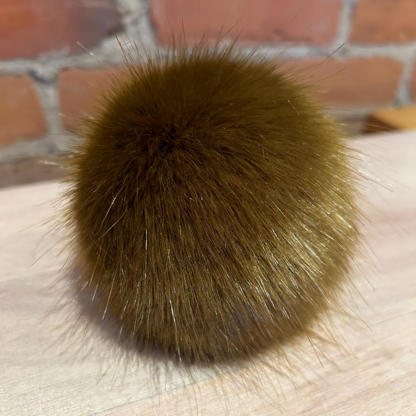 Olive Green Mink Faux Fur Hat Pom